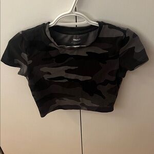TNA Black & Gray Camo Cropped Tee